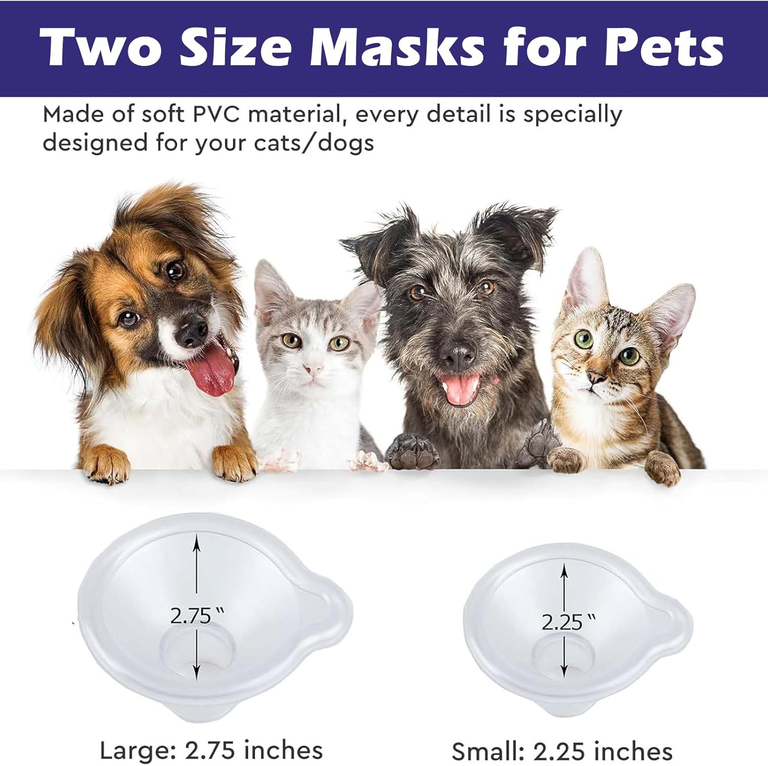 Cat and Dog Inhaler Spacer with Mask in 2 Sizes, Animal Chamber Dog Inhalation Cat and Dogs, Delivers an Optimal Dose of Medication to the Lungs for Asthma