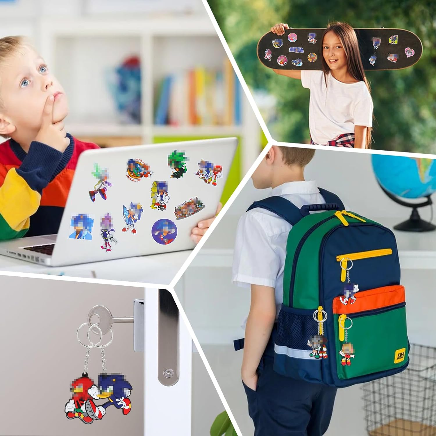 Pack of 84 Hedge-Hog Party Bags, Soni Children'S Birthday Party Bags, 12 Slap Bracelets Clap Bracelets, 12 Stamps, 50 Stickers, 10 Key Chains, Soni Birthday Gift Decoration image number 5