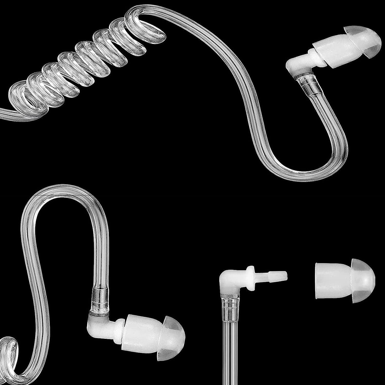 20-Pack Replacement Acoustic Coil Tube Walkie Talkie Earpieces for Baofeng Motorola Kenwood Retevis Midland Two Way Radios Headset Secret Spy Game Earpiece image number 1