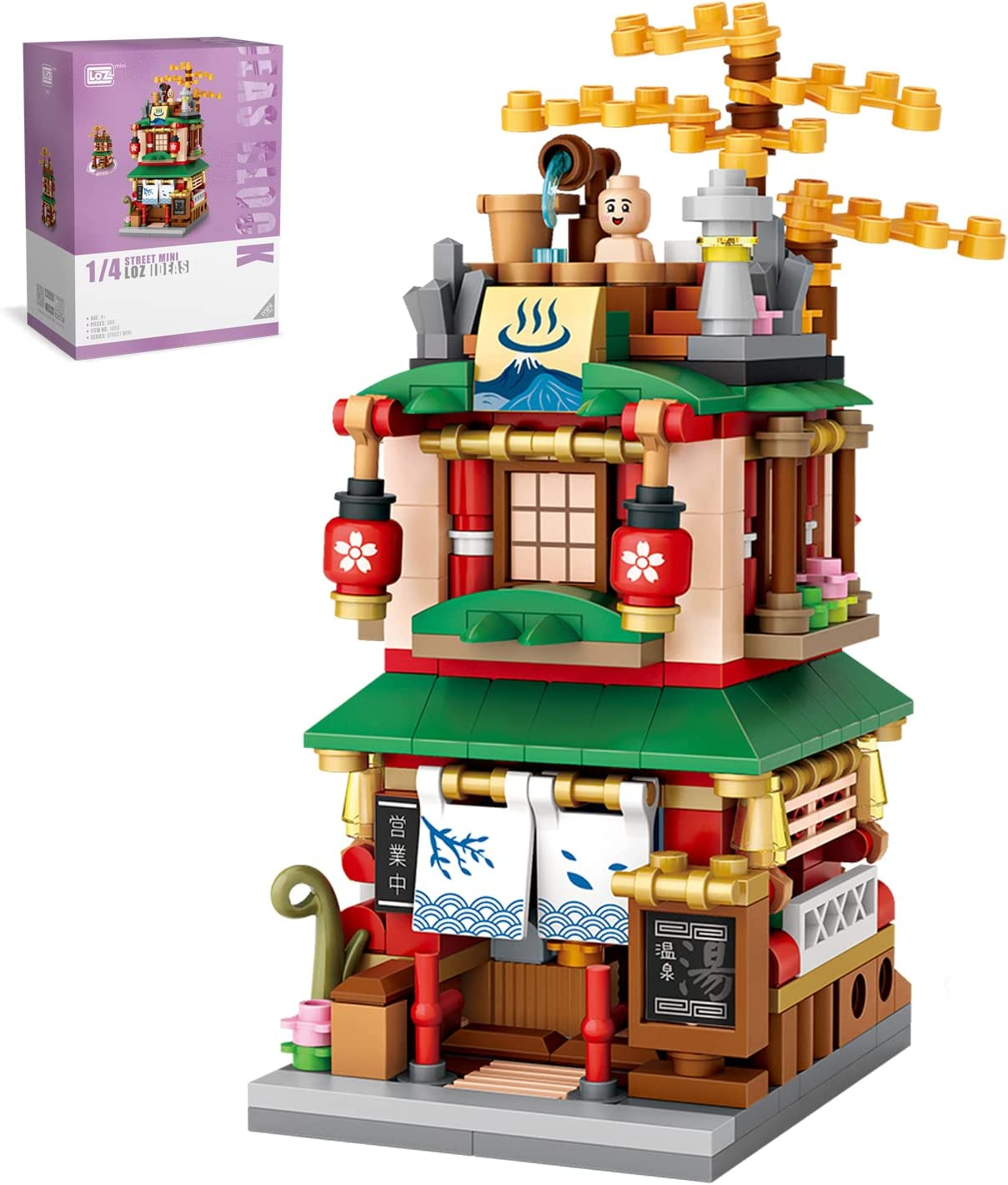 QIUXQIU Japanese Street View Kimono Store Toys, MOC Construction Creative Japan Architecture Model Set, 418 PCS Simulation Mini Building Blocks Toy for Boys Girls (Kimono Shop) image number 3