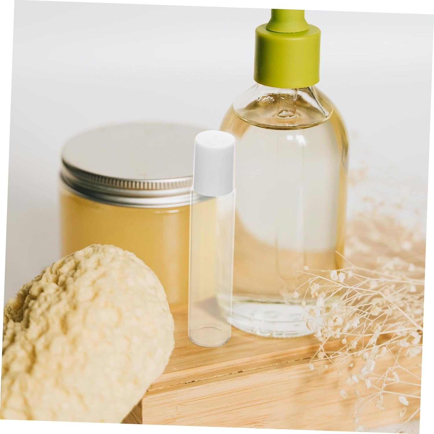 FOMIYES 5Pcs 20Ml Essential Oil Roller Bottles Glass Empty Roller Bottles Press Lock Cap for Aromatherapy and Diy Blending image number 1