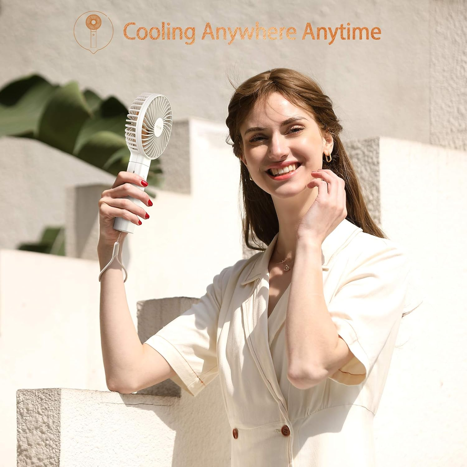 Funme Handheld Fan 5000 Battery Portable Strong Wind Fan Rechargeable, 20 Hours Quiet Foldable USB Desk Fan, 4 Speed Powerful Personal Hand Fan Exquisite for Girl Makeup Office Indoor Outdoor Holiday image number 1