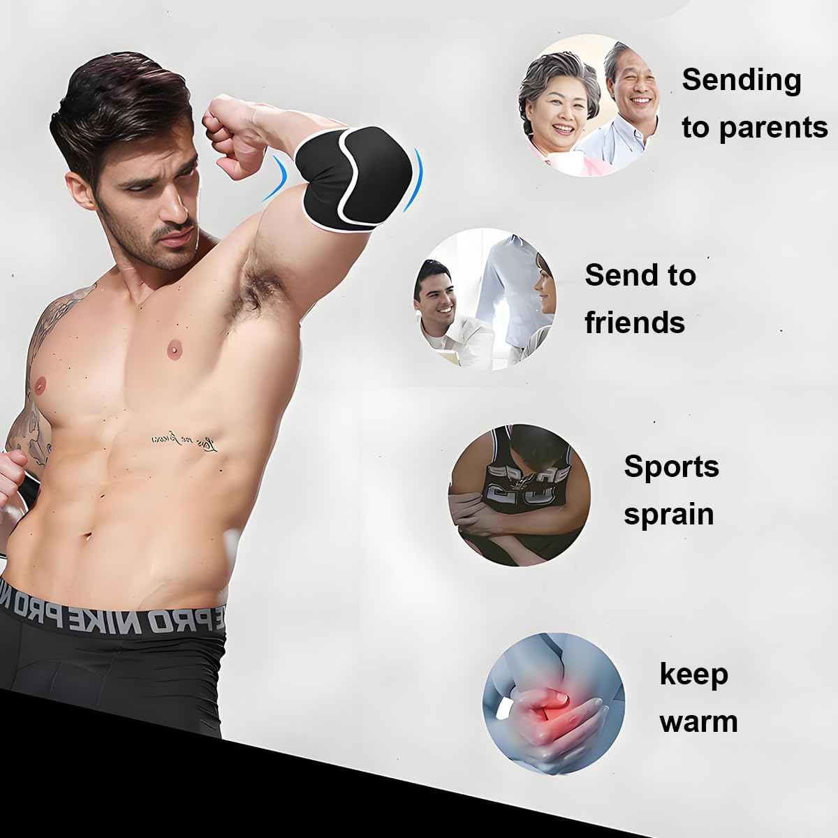 Breathable Elbow Support Sponge Elbow Pads Protective Elbow Sleeve Volleyball Knee Pads Black Elbow Protectors Elbow Brace Compression Arm Brace Elbow Wraps for Men Women image number 6