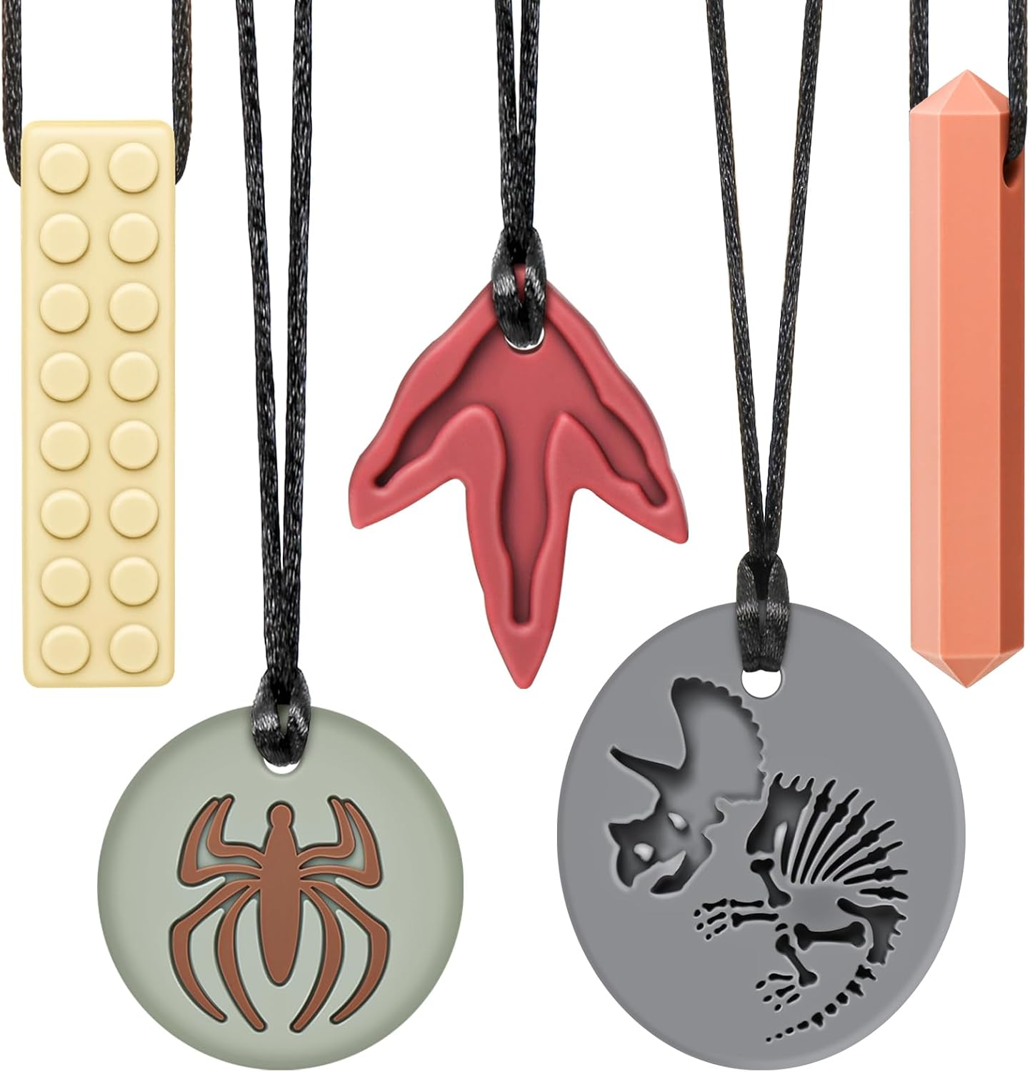 Chew Necklaces for Sensory Kids, Premium Silicone Chewy Toys for Children, Fidget Necklace for Autism Boys and Girls