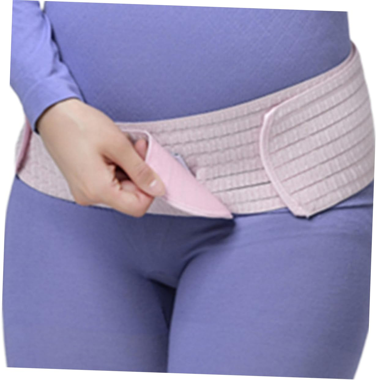 Pregnant Women Belly Band and Postpartum Pelvic Support Belt Breathable Dual-Layer Abdominal Band Pregnancy Protector Pink Free Size image number 5