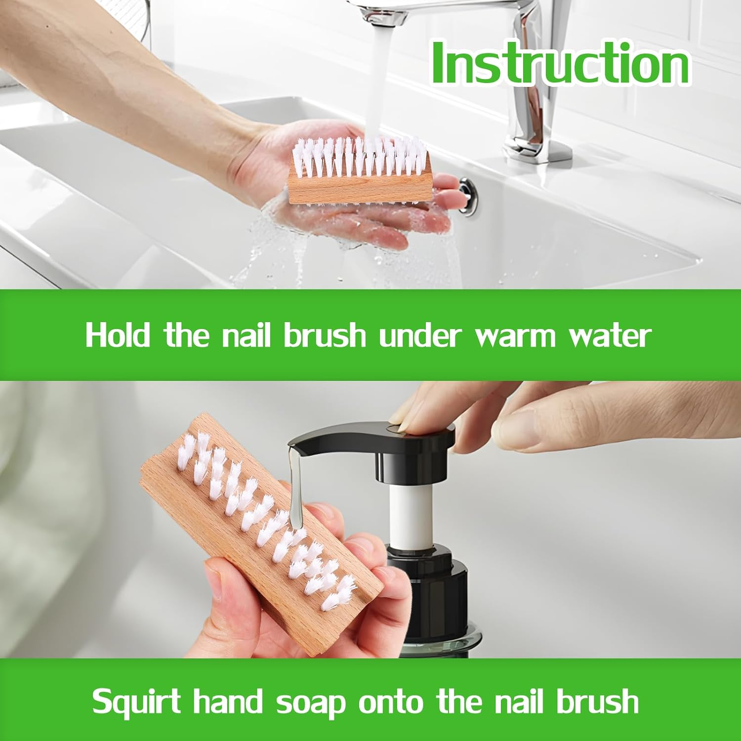 Wood Nail Clean Brush Two-Side Nail Brush with Stiff Bristle Deep Clean under Nails Fingernails for Nail Art and Industrial Repair Job Included Automotive Works Nail Brush 2 Packs image number 2