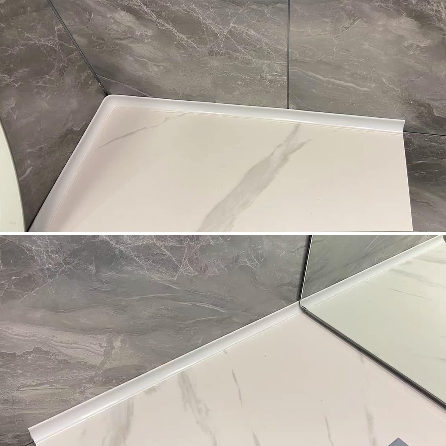 Bath Sealant Strip, Shower Seal Strip, Self-Adhesive Sealant Tape, Shower Threshold Water Barrier for Sink, Bathtub, Wet Room Floor (White(2M)) image number 2