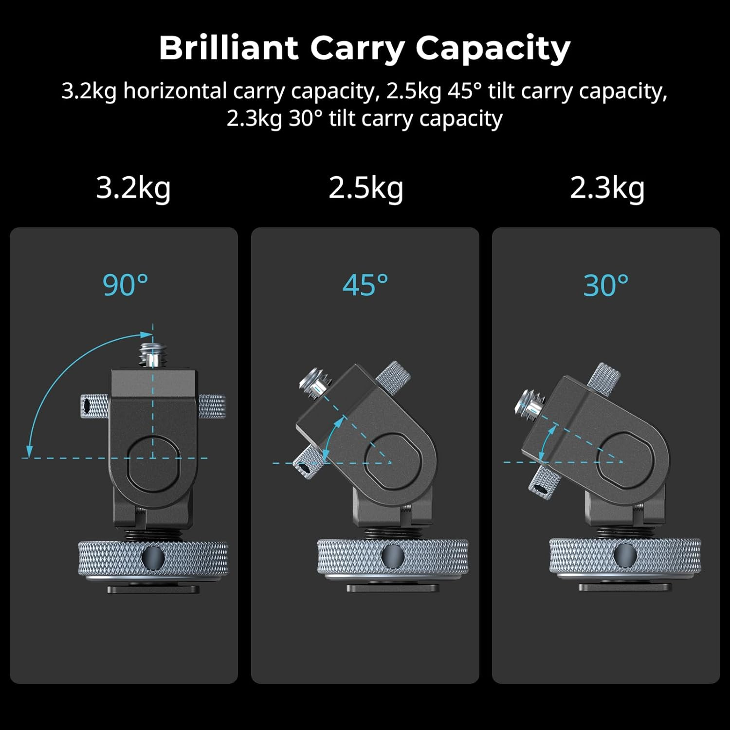 Smallrig Camera Monitor Mount Lite with Cold Shoe, Swivel 360&deg; and Tilt 180&deg; Holder for Field Monitor, LED, Flash and Video Shooting Photography Accessories, Max Load Capacity of 90&deg; Tilt 3.2Kg - 3809 image number 4