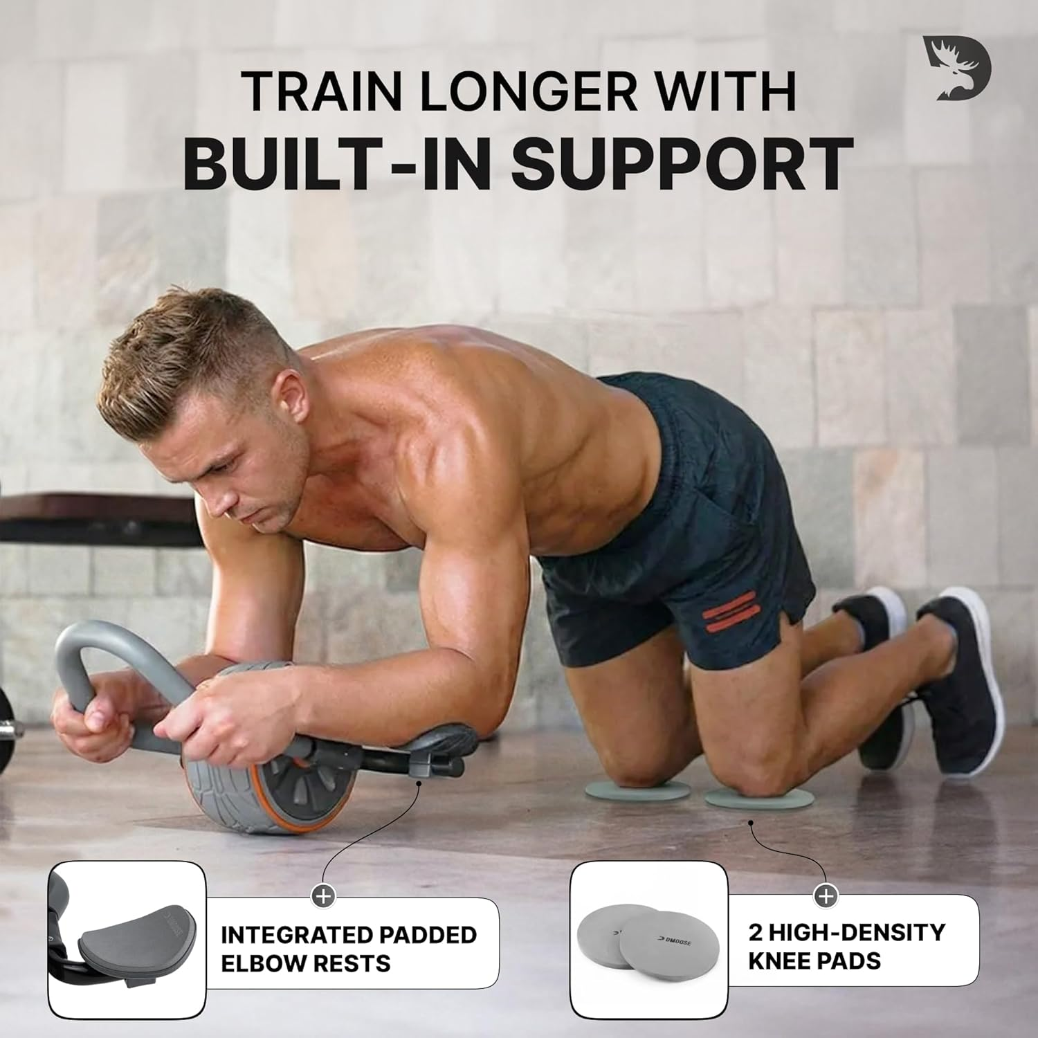 Dmoose Ab Roller Wheel, Ab Workout Equipment for Abdominal & Core Strength Training, Ab Wheel Roller for Core Workout, Home Gym, Ab Machine with Knee Pad for Home Workout & Home Gym Accessories (Grey) image number 6