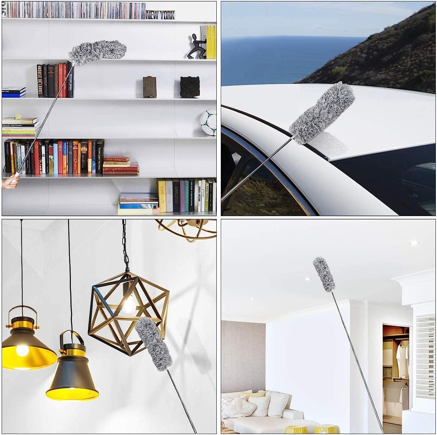 DELUX Microfiber Feather Duster Extendable Cobweb Duster with 100 Inches Extra Long Pole, Bendable Head & Scratch-Resistant Hat for Cleaning Ceiling Fan, High Ceiling, Blinds, Furniture & Cars image number 3