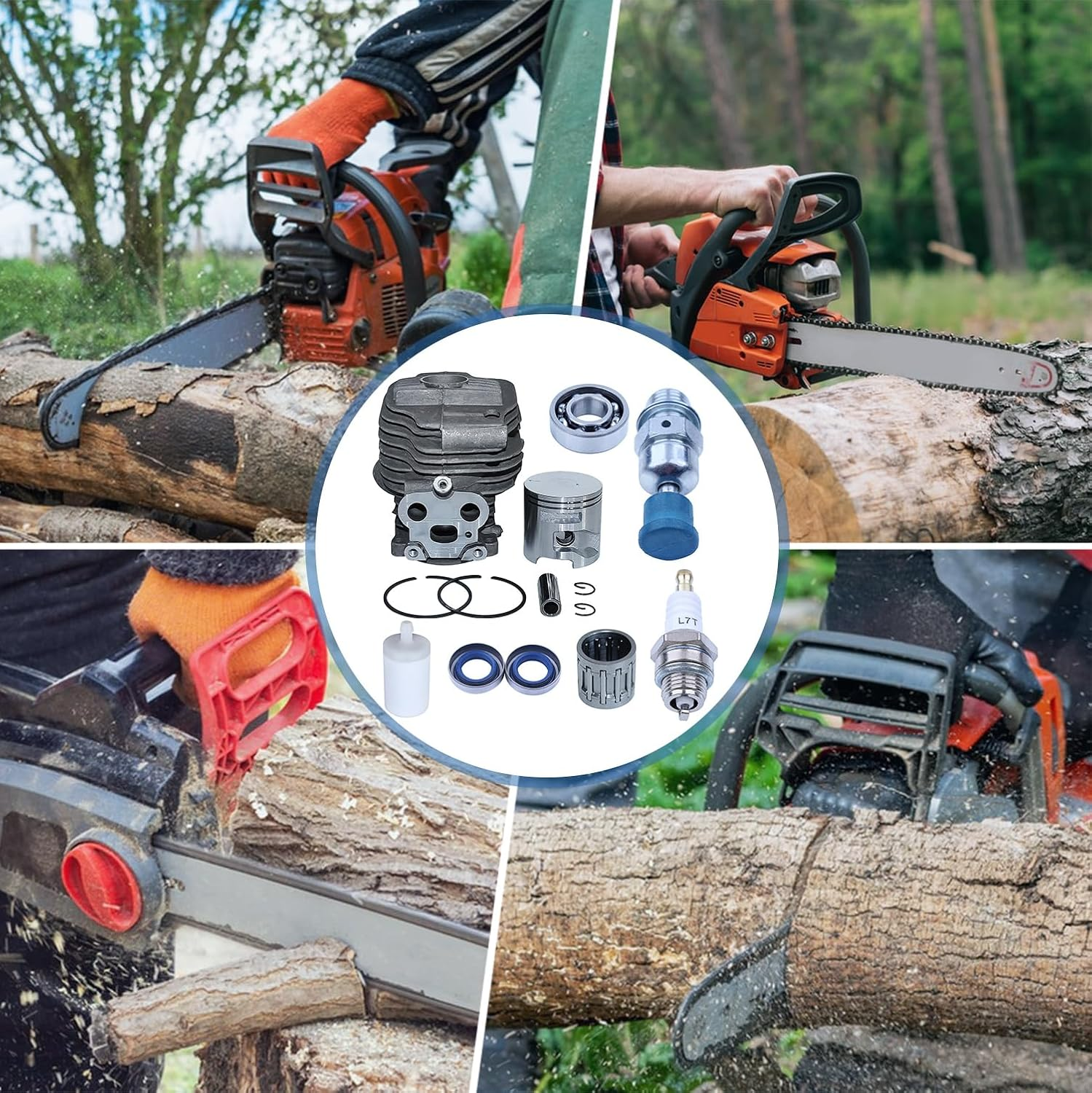 AUMEL 51 Mm Cylinder Piston Set for Husqvarna K760 K750 Cut-Off Grinder, Cylinder + Piston + Ring + Spark Plug + Needle Bearing + Crank Bearing + Oil Seal Replacement Parts Kit 15 in 1 image number 6