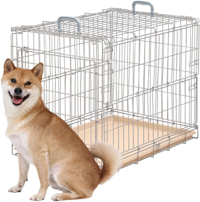 Iris Ohyama Dog Cat Cage, Folding, Silver, for Medium Dogs, Width 21.5 X Depth 30.3 X Height 23.8 Inches (54.5 X 77 X 60.5 Cm) image number 4