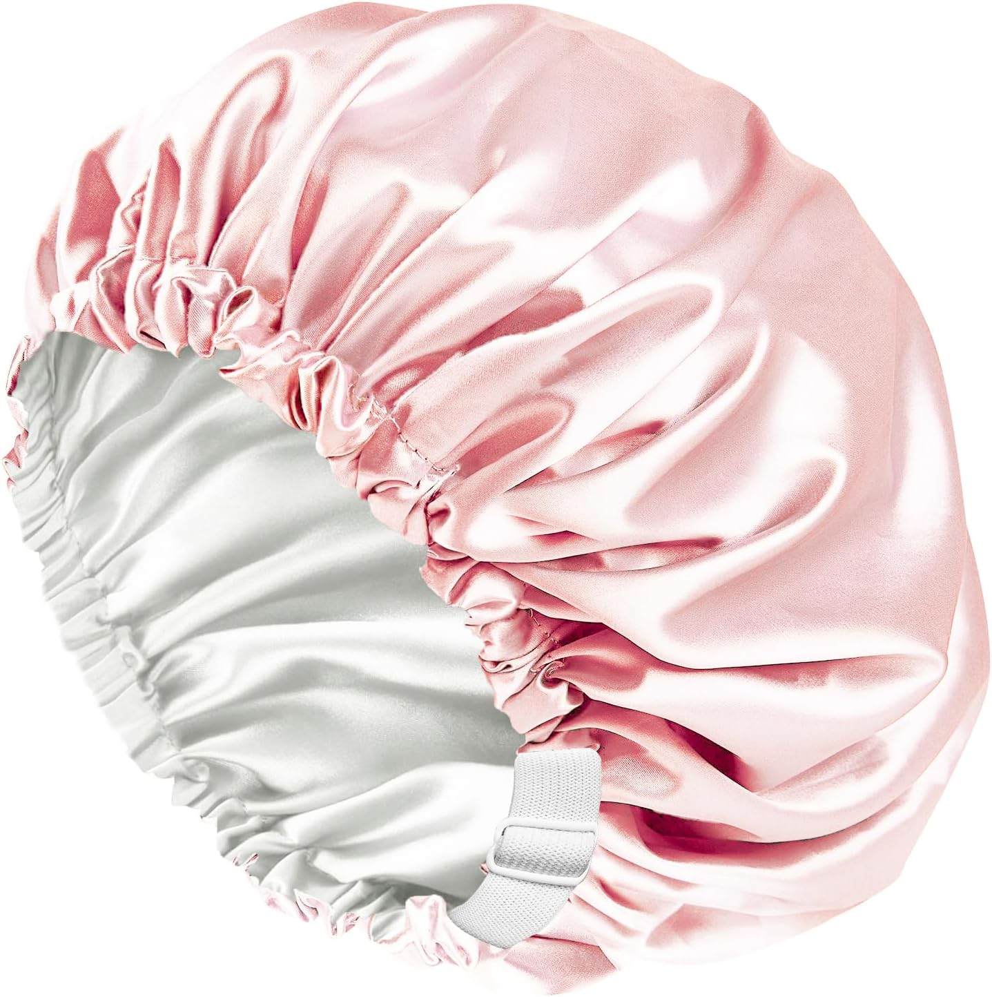 Amamba Shower Caps, Silk Lined Shower Cap for Women,Reusable,Adjustable Size, Washable & Waterproof,Large Satin Shower Cap-Black