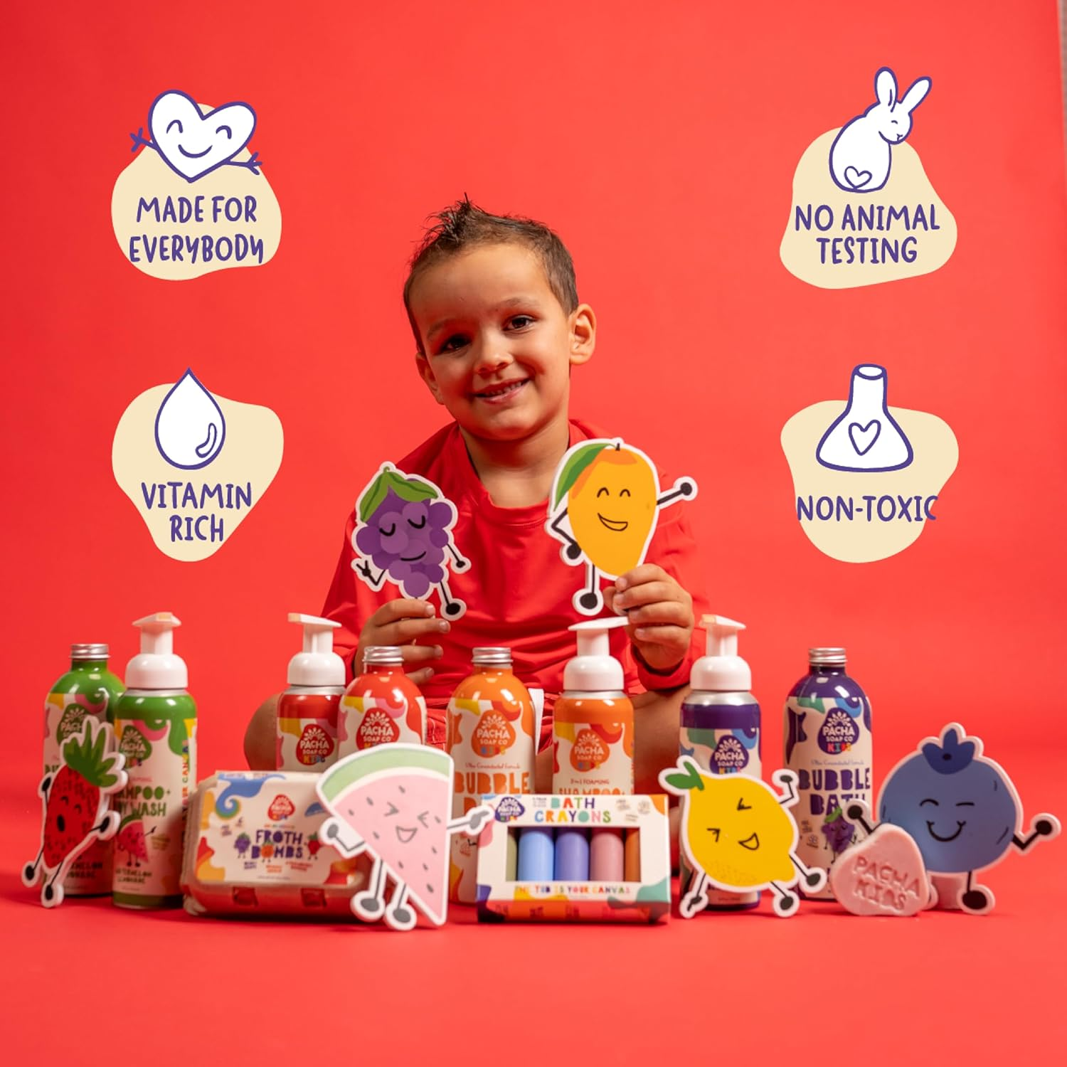 Pacha Soap Co. Kids Bubble Bath, Strawberry Banana, 2 Pack - Make Bathtime Fun & Squeaky Clean, Ultra-Concentrated, Foaming, Plant-Based, Vitamin Rich, Non-Toxic, Tear-Free, Recyclable image number 4