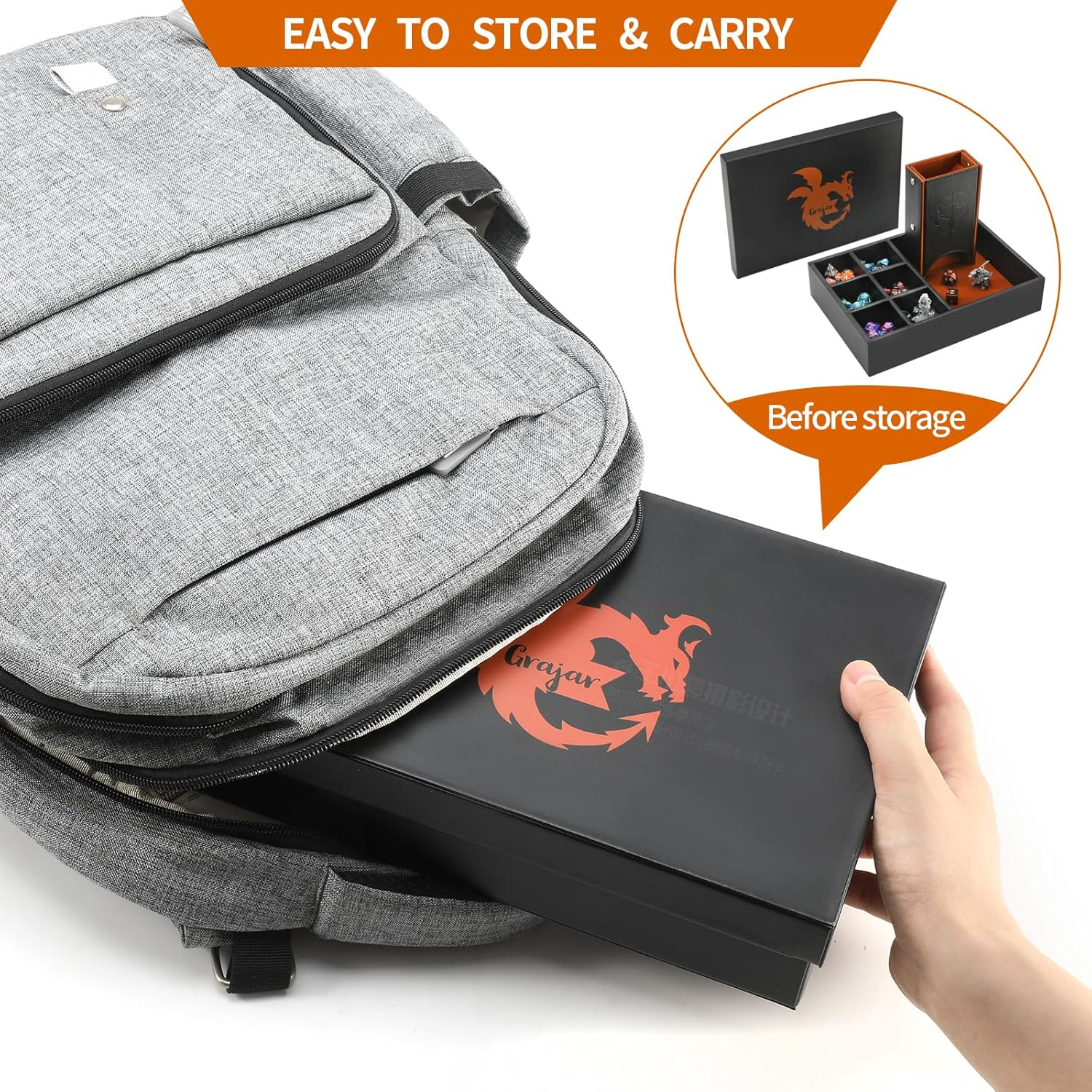 DND Dice Tray and Dice Tower with Storage, 3 in 1 Dice Rolling Tray with Lid, Portable Dice Box Storage, DND Dice Holder for Dungeons and Dragons D&D RPG MTG Table Games - Brown image number 4