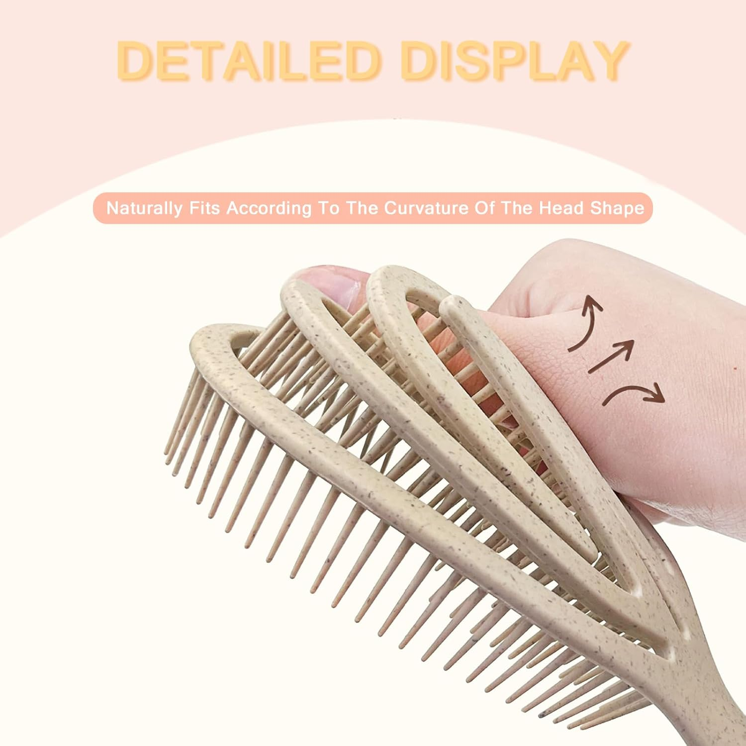 Checkzed Organic Detangling Hair Brush for Women, Men & Children - Does Not Pull on Hair - Hair Straightening Brushes for Straight, Curly & Wet Hair - Unique Spiral Hairbrush
