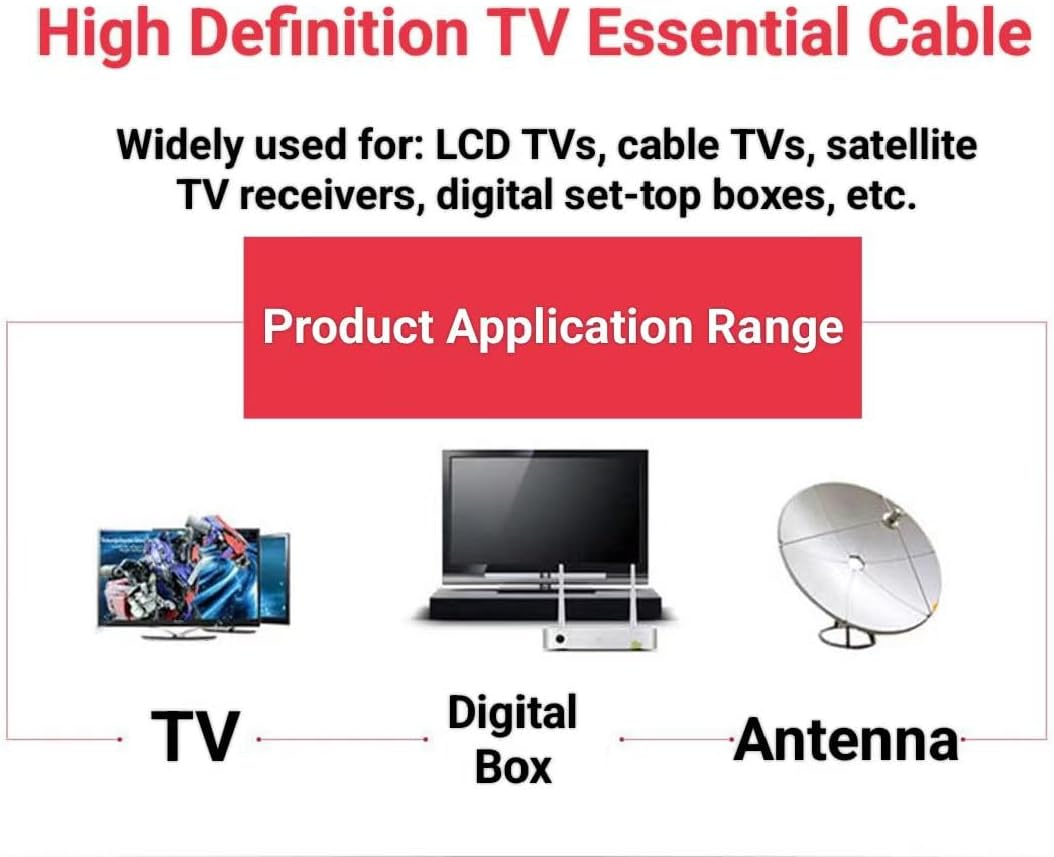 TOOGABBIE 16Ft Right Angle TV Antenna Cable, PAL Male to PAL Male TV Aerial Cable, RG6 Coax Cable Aerial Flylead Cord, Satellite Receiver, Settop Box, Camera and Other Deivces (5M) image number 1
