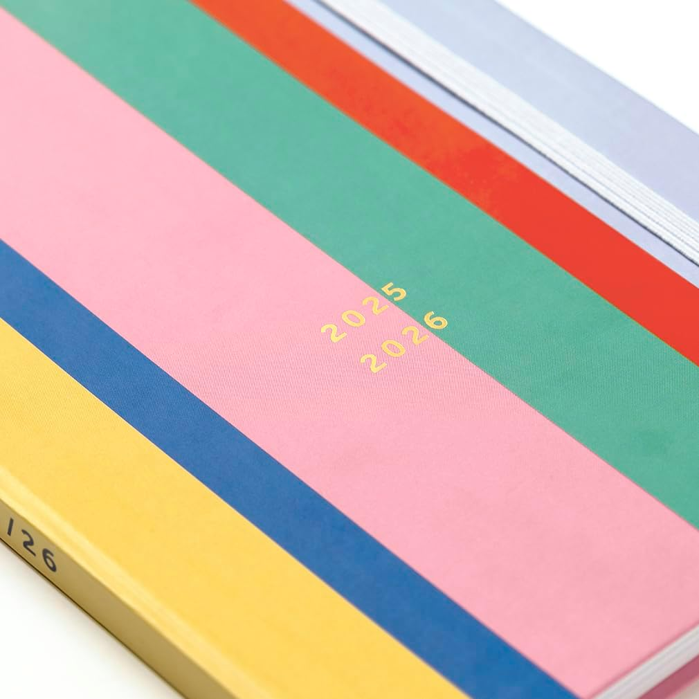 Busy B Diary - A5 Mid-Year Academic Diary - Busy Life Weekly Journal - Aug '25 - Aug '26 - Multi Stripe Cover - Life Planner with Dual Schedules, Year Calendar, Pen Loop, Pockets & Elastic Closure image number 5