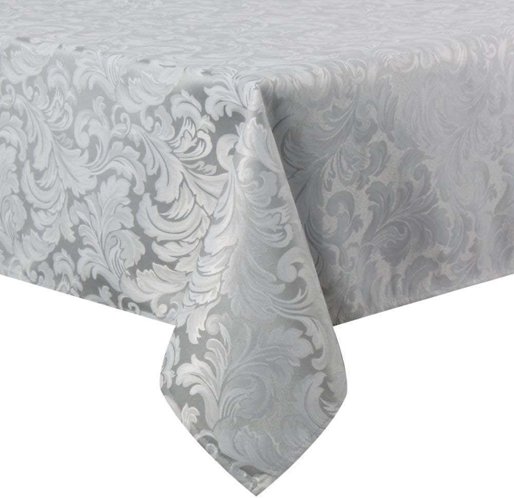 Tektrum 70 X 70 Inch Square Damask Jacquard Tablecloth Table Cover - Waterproof/Spill Proof/Stain Resistant/Wrinkle Free/Heavy Duty - Great for Banquet, Parties, Dinner, Kitchen, Wedding (Stone Blue)