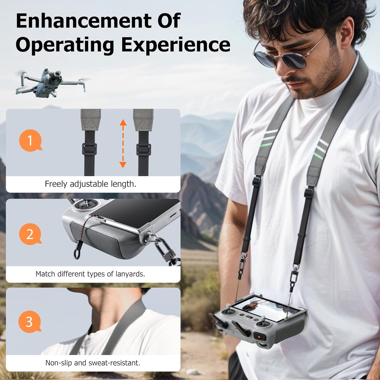 Controller Balance Cord for DJI RC/RC2, Soft Leather Neck Cord Compatible with Accessories for DJI Flip/Mini 4 Pro/Mini 3/Air 3S