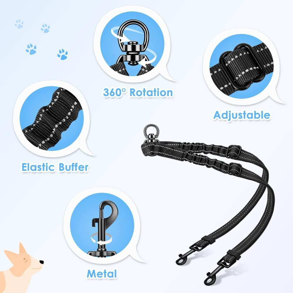 Adjustable Double-Dog Leash - Retractable 360&deg; Design for Easily Walking Multiple Dogs, Puppies, and Kittens image number 4