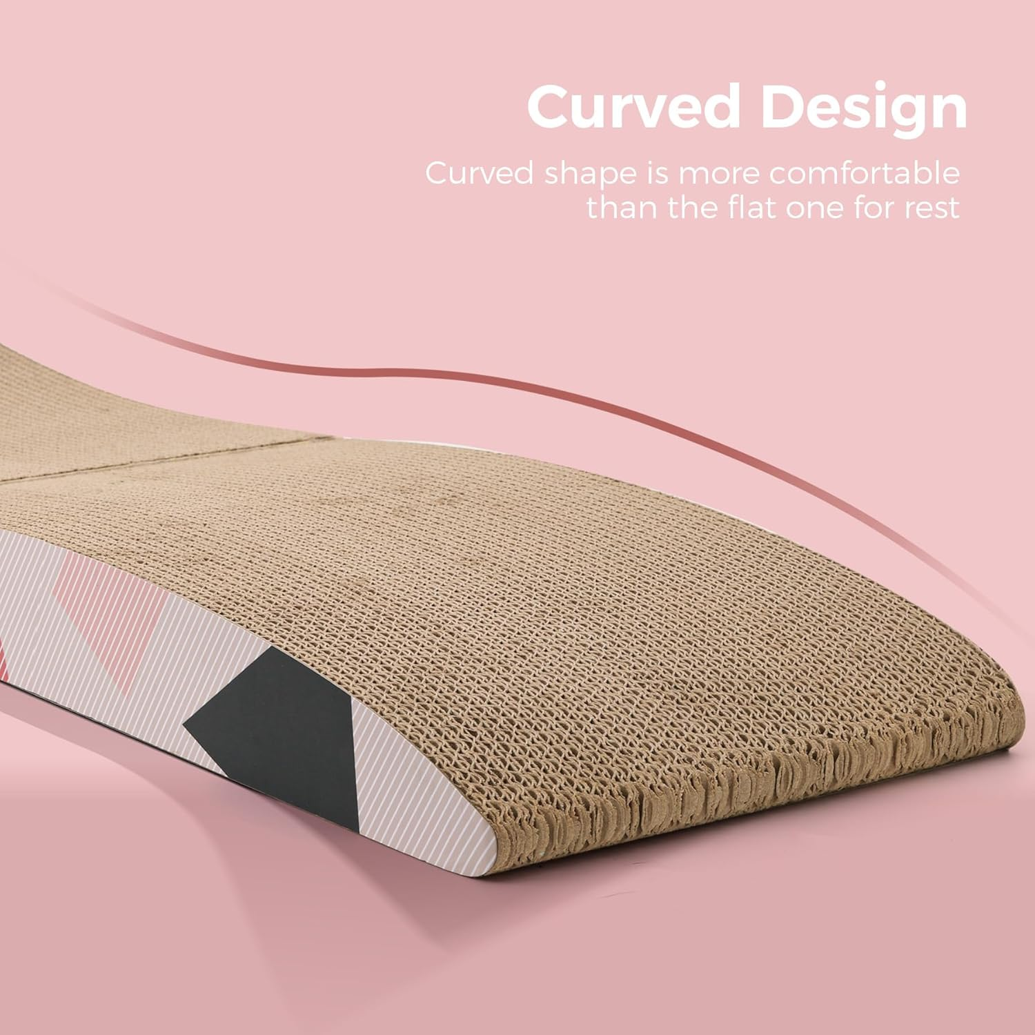 Comsaf Wave Curved Cat Scratching Pad, Foldable Cat Scratcher Cardboard, Corrugated Scratch Pad, Long Scratching Lounge Bed for Cat Kitten Kitty, Furniture, Reversible image number 5