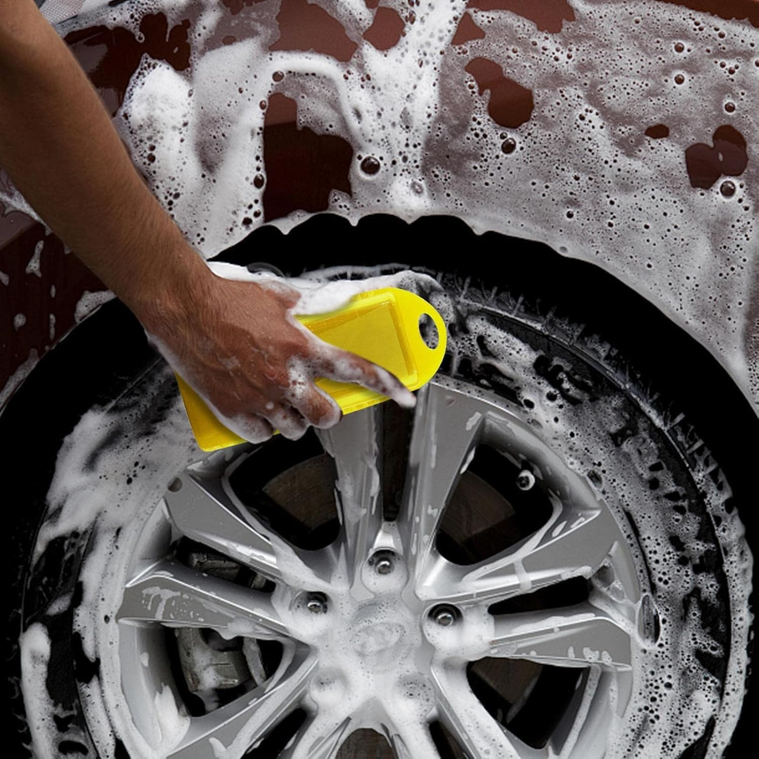 Car Tire Waxing Sponge Tire Shine Applicator + Oil Film Cleaning Brush Car Windshield Oil Film Cleaning Set, Reusable image number 6