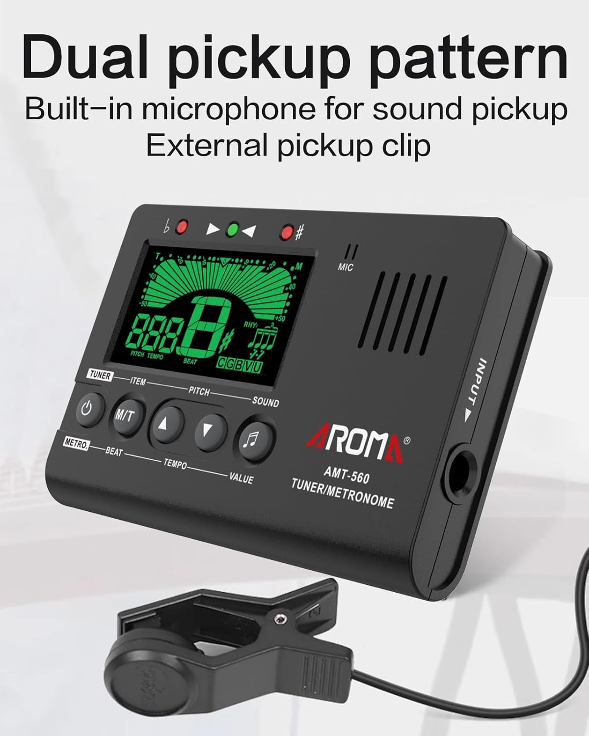 Ulumac Aroma 3 in 1 Metronome Tuner for All Instruments - Guitar, Bass, Violin, Ukulele, Trumpet, Clarinet, Flute, Chromatic - Accurate Digital Tuner, Metronome, Tone Generator, Easy Operation image number 5