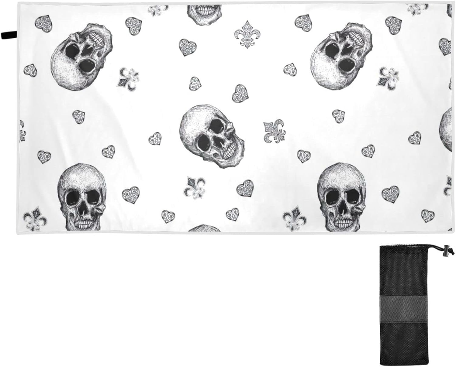 ODAWA Skulls Black Beach Towels Quick-Dry Super Absorbent Beach Blanket Pool Travel Swimming Bath Shower Towel