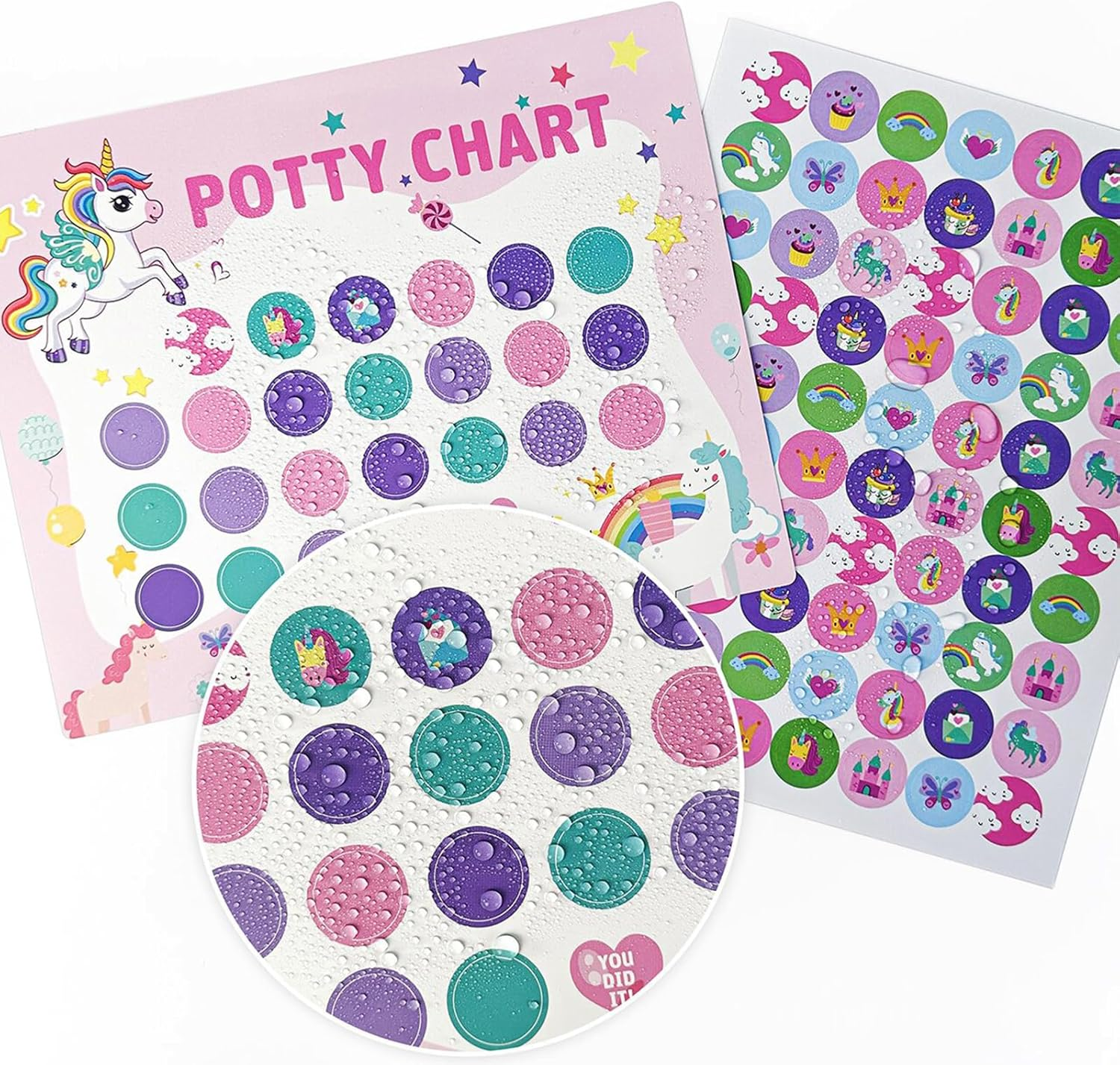 Potty Training Sticker Chart, Cartoon Potty Chart with Stickers, 15Pcs Potty Training Chart Potty Reward Toilet Sticker (Mermaid) image number 5