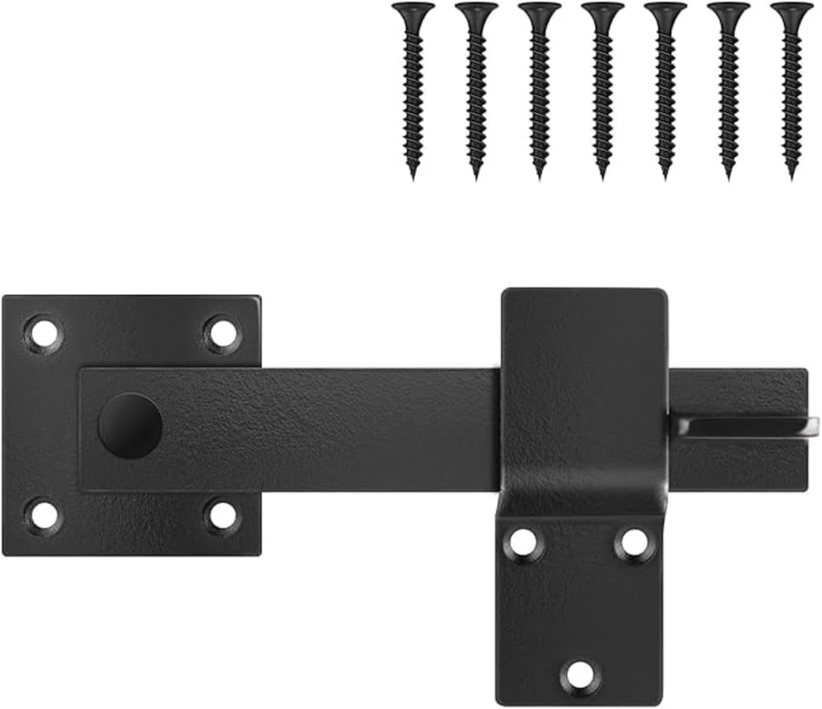 Heavy Duty 6" Barn Door Gate Flip Latch Lock, Study Metal Gate Latch for Outdoor Fence, Shed, Farm Gate, Sliding Barn Door, Provides Extra Security & Privacy, Easy Installation(Black) image number 5