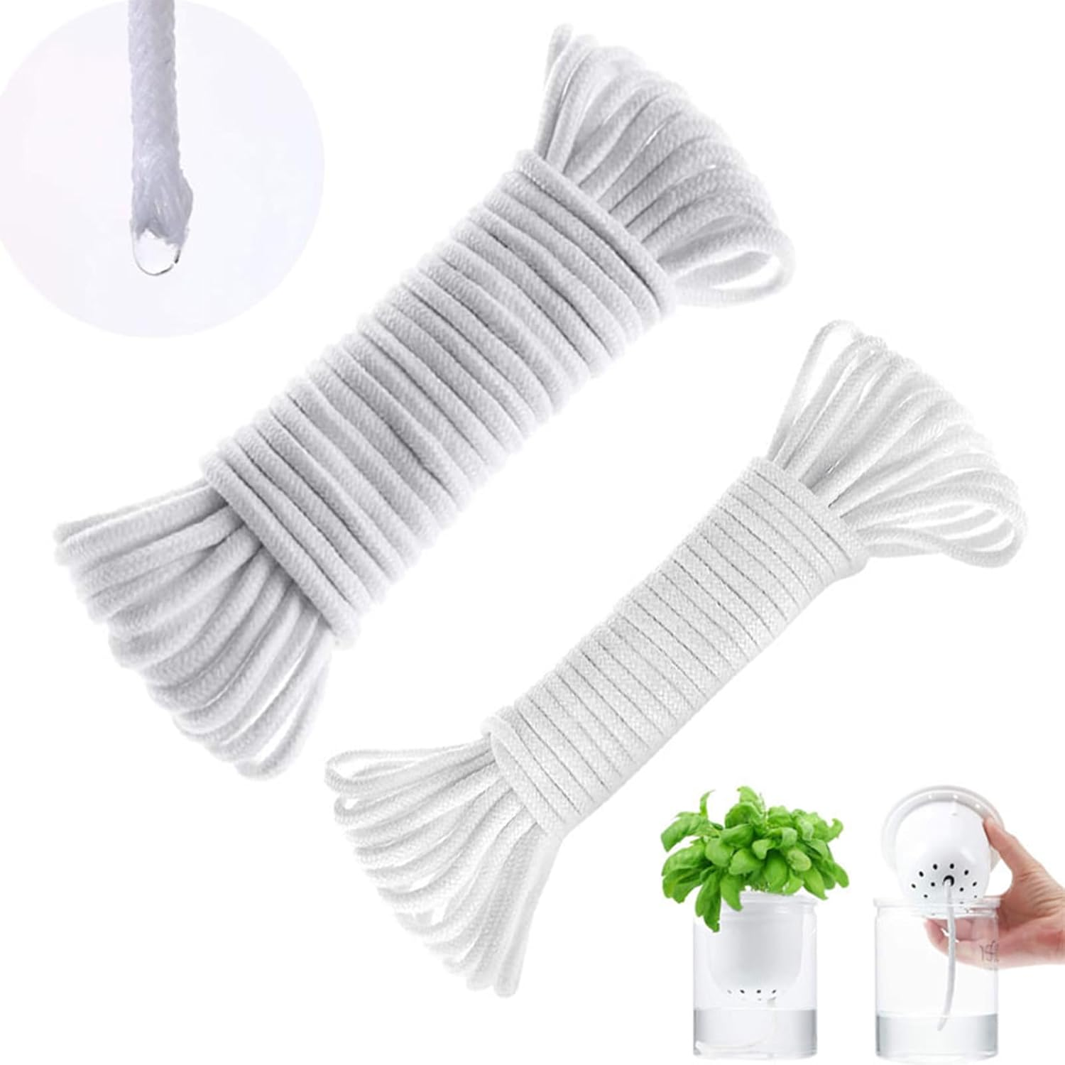 60 Feet Self Watering Capillary Wick Cord, DIY Self-Watering Planter Pot Automatic Water Wicking Hydroponic System Device Auto Seedling Waterer Rope String image number 3