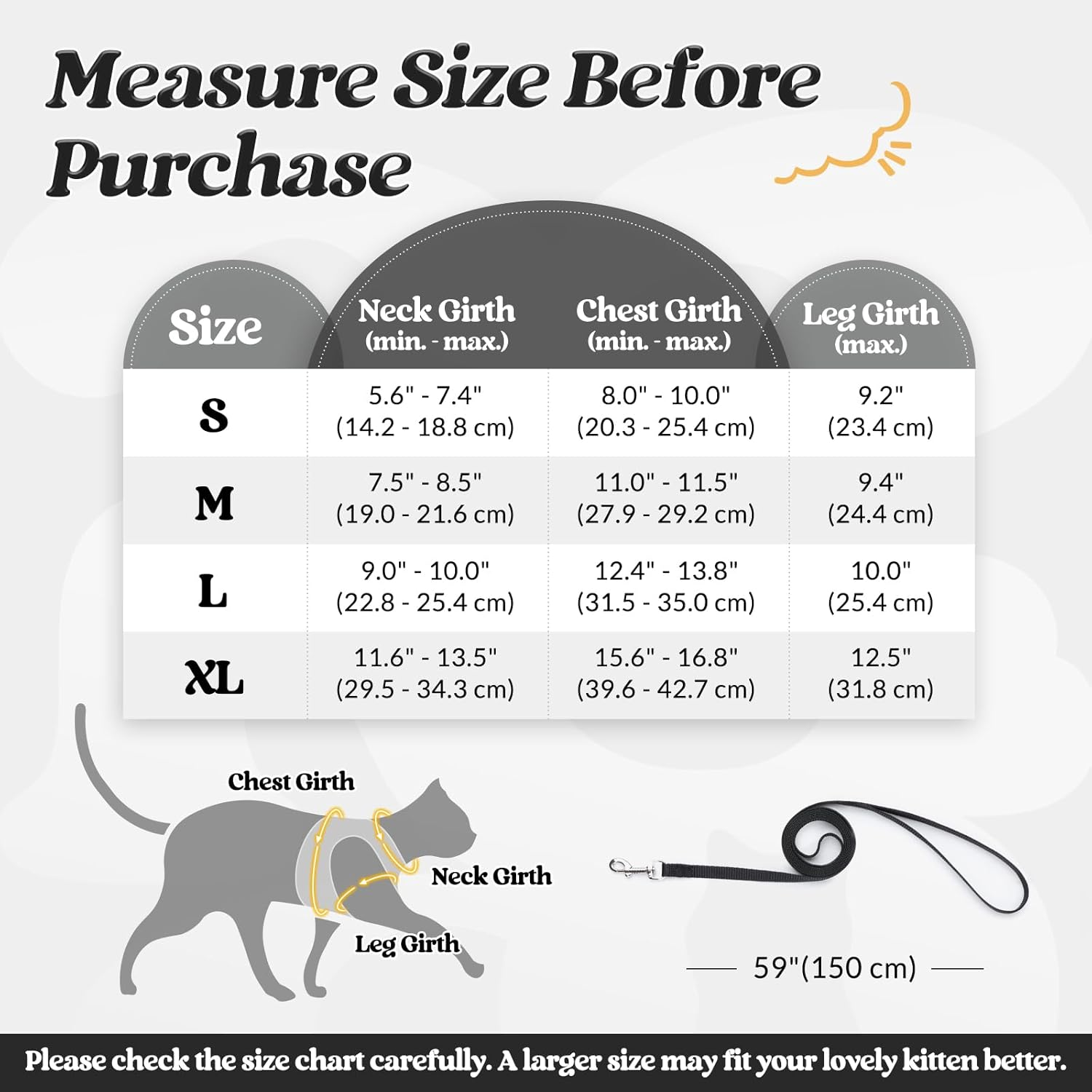 Rabbitgoo Cat Harness and Leash Set for Walking Escape Proof, Adjustable Soft Kitten Vest Harness with Reflective Strip for Cats, Step-In Comfortable Mesh Paded Outdoor Pet Harness, Black, M