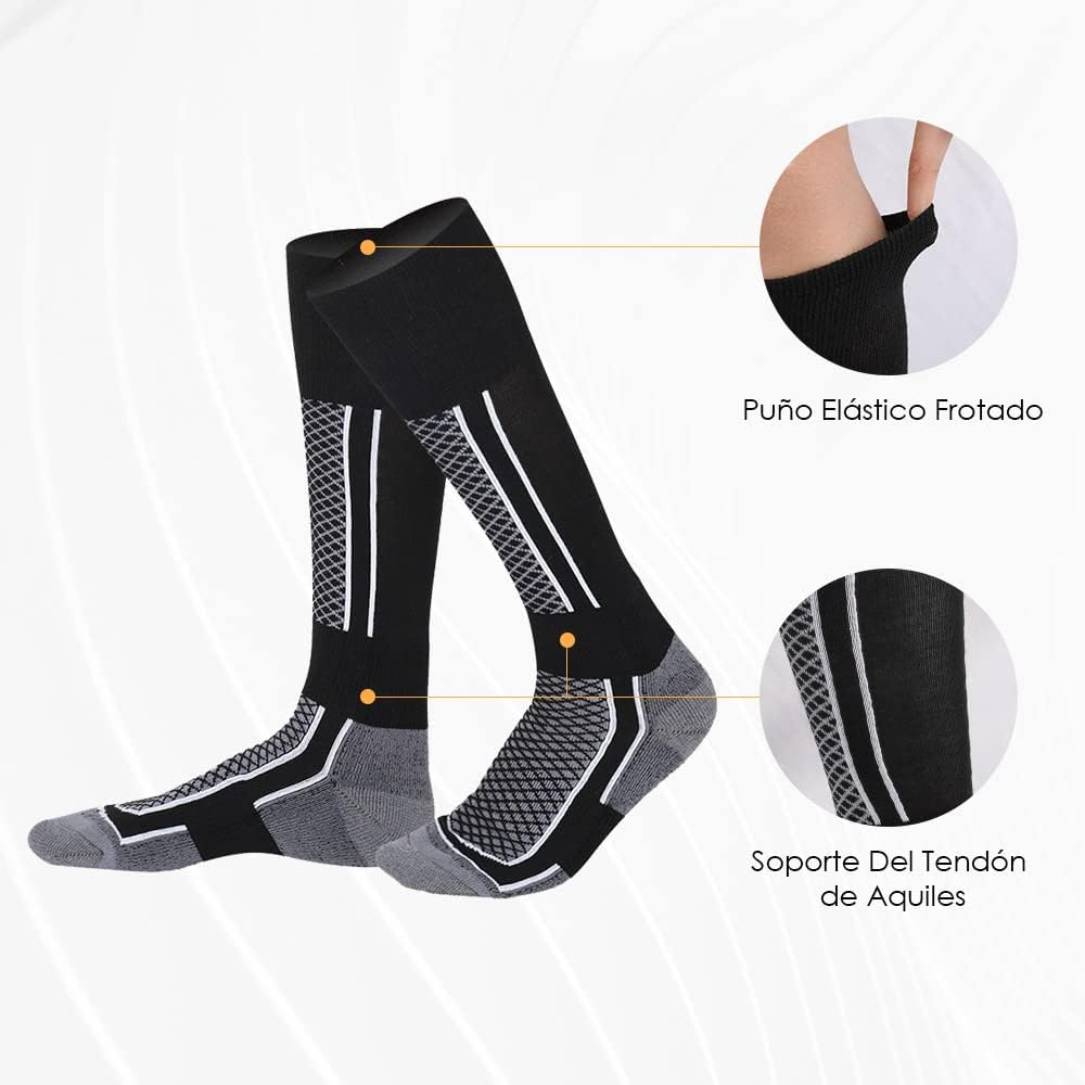 AUTOWT Ski Socks for Men & Women, Cold Weather Wool Socks for Snowboarding, Skating, Hiking, Sea Fishing and Other Outdoor Sports, Winter Thermal Knee-High Socks, Soft Cushion Winter Ski Socks image number 4