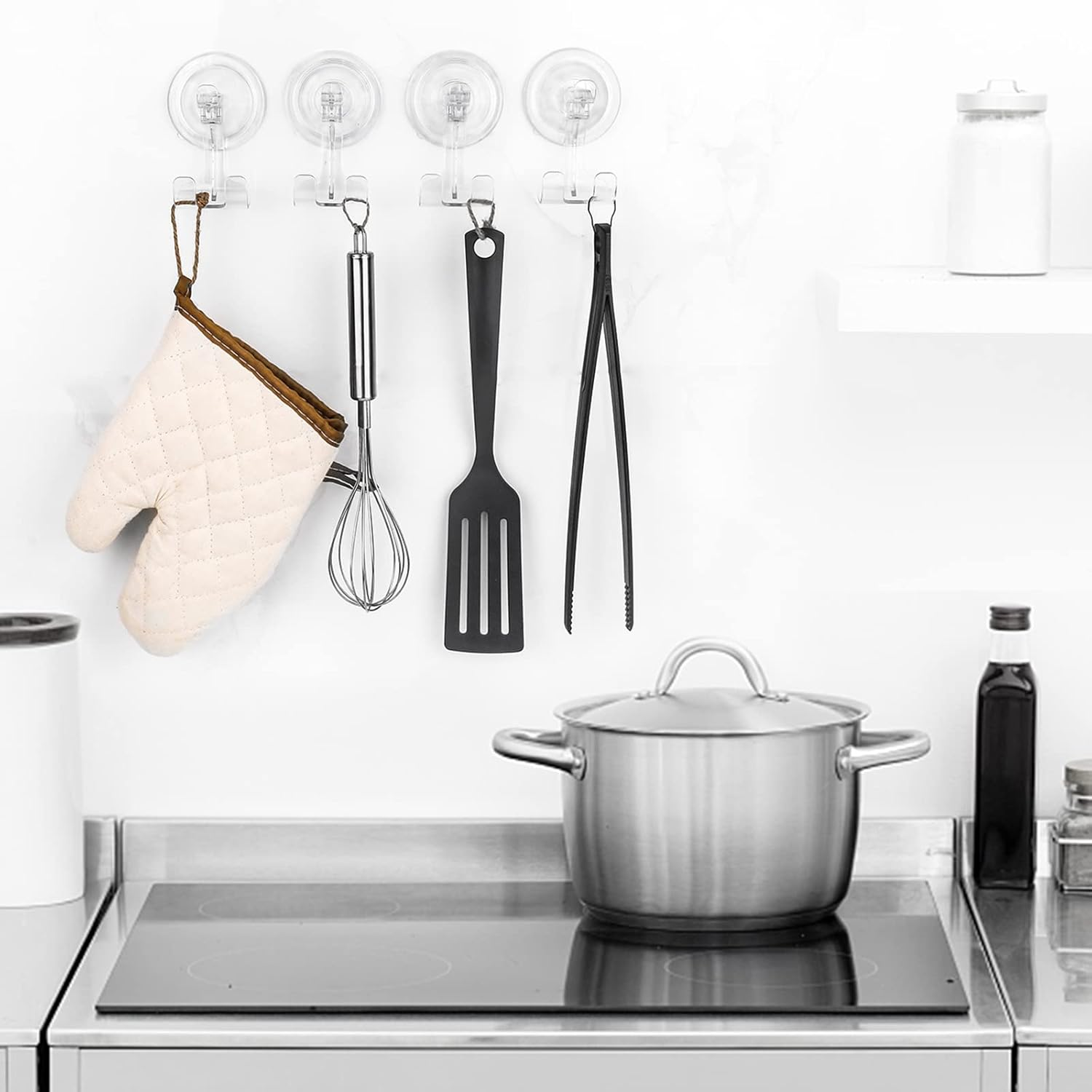 LUXEAR Shower Suction Hooks, 2 Pack Suction Hooks Removable and Reusable Razor Hook for Shower Waterproof Powerful Vacuum Suction Cup Hook Holder for Towel Bathrobe Loofah Hooks for Bathroom & Kitchen image number 3