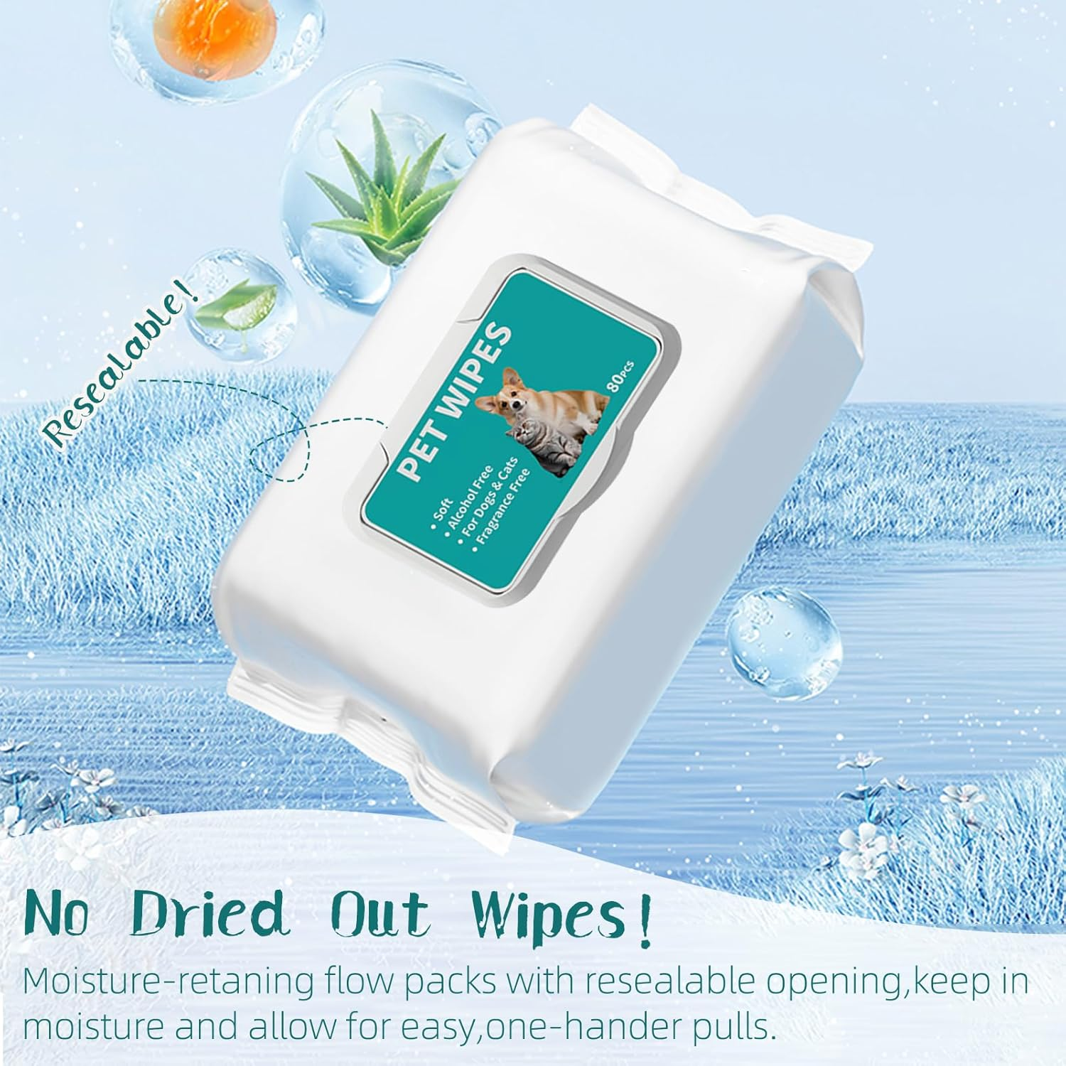 Pet Hypoallergenic Wipes,Extra Thick Dog Wipes for Cleaning Pet'S Paws,Ears,Butt,Face and Eyes,Portable Organic Paw Wipes for Dogs,Ideal for Home or Trave (320 Count (Pack of 4)) (White) image number 1