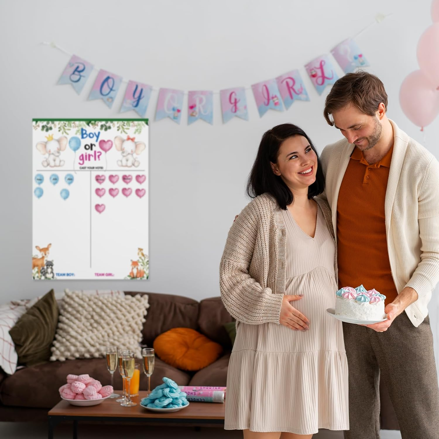 NILLOS Gender Game Props, 1 Set Gender Reveal Board for Party Supplies, Decorations (36 Voting) image number 1