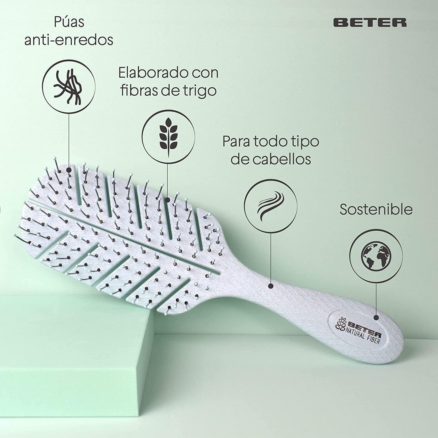 Beter - Hair Brush Set - anti Pull Brush + Mini Brush Ideal for Travel - Sustainable and Recyclable Natural Fibre image number 6