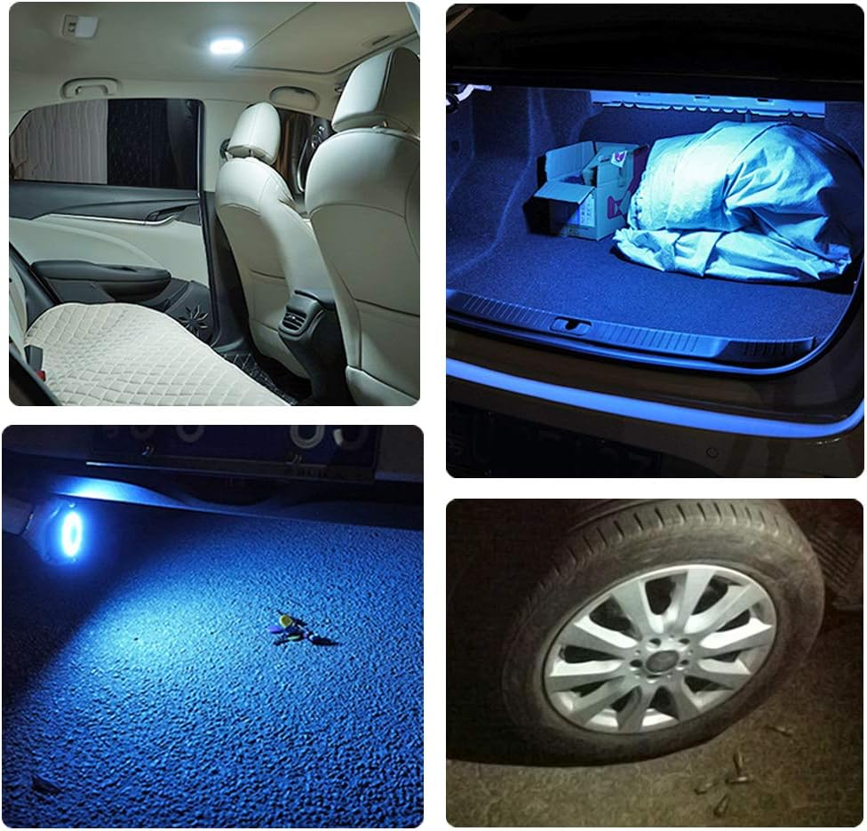 Viesyled USB Rechargeable Car Interior Led Trunk Cargo Area Light,12V Bright Multi-Function Wall Light Stick on Anywhere Push Lamps for Vehicle RV Camping Bedroom Cabinet (3 Colors) image number 1