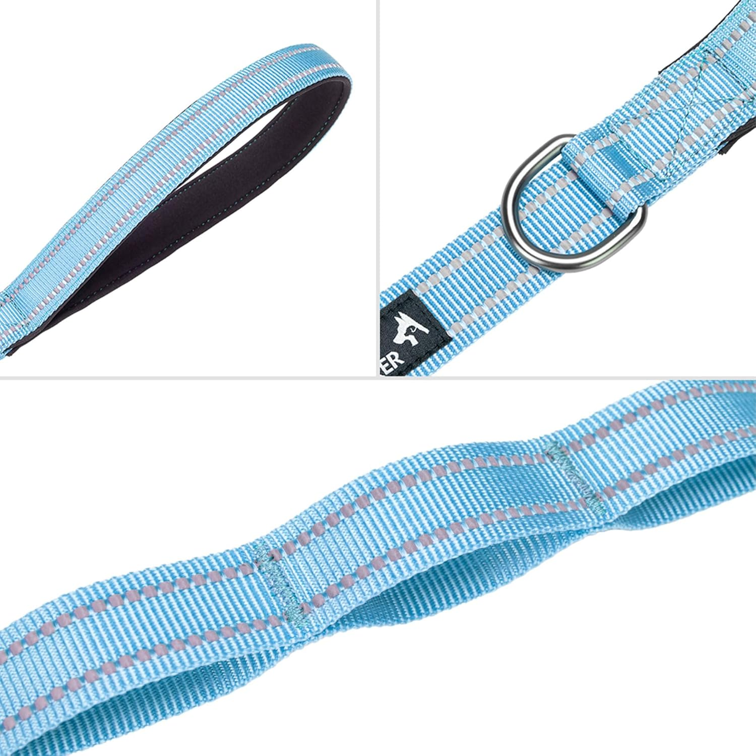 EXCELLENT ELITE SPANKER Reflective Dual Dog Leash Double Dog Leash 5FT Multiple Dog Leash with Padded Handle for Two Dogs Walking Training(Light Blue) image number 5