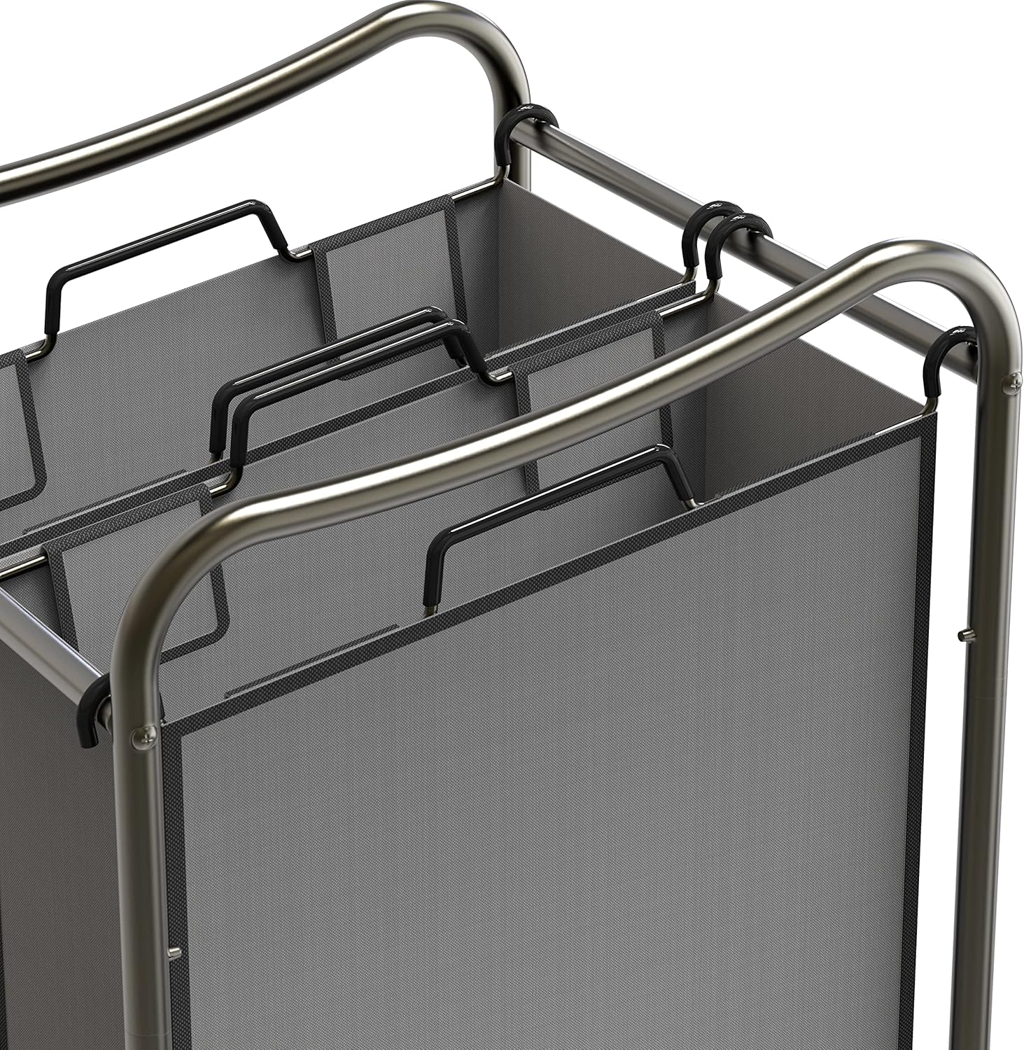 Simplehouseware 2-Bag Laundry Sorter Heavy Duty Laundry Basket Cart, Dark Grey image number 2
