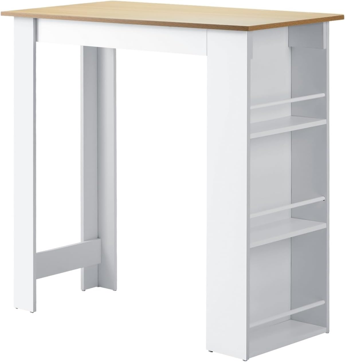 Oikiture Dining Table Wooden Bar Table with Storage 102 X 50 X 103.5Cm image number 3