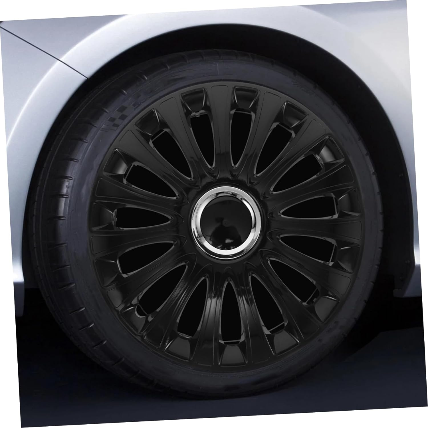 CHILDWEET 14-Inch Universal Car Wheel Hub Covers Full Black Decorative Automotive Hubcaps Protective Wheel Covers for Vehicle image number 4