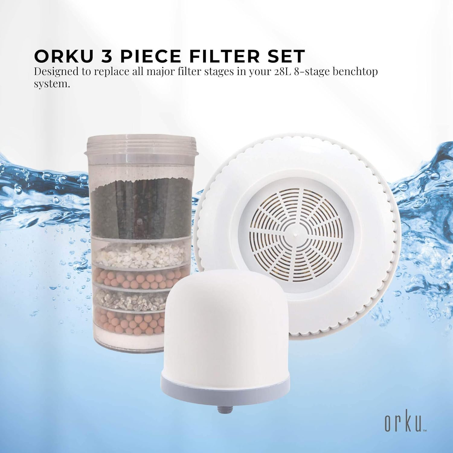 Orku 3 Piece Filter Set for 28L 8 Stage Benchtop Water Purifier - Full Pack image number 5