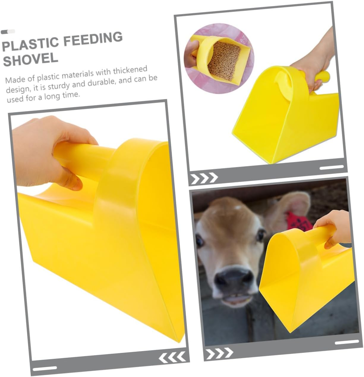 Abaodam Large Plastic Feed Scoop for Livestock Thickened Sturdy Utility Feeding Shovel 2Pcs for Pig Cattle Sheep Poultry Feeding image number 4