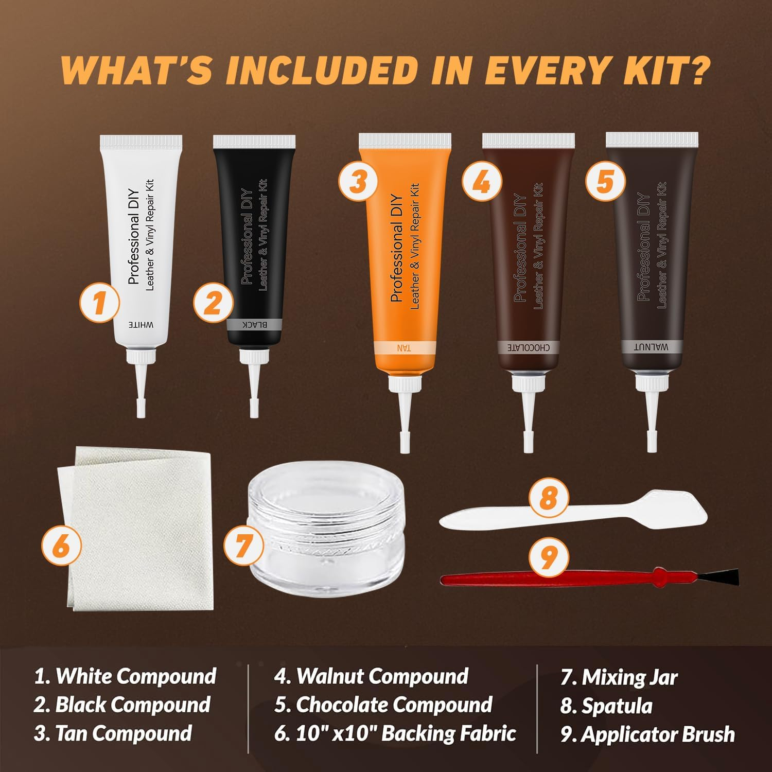 Leather and Vinyl Repair Kit - Restorer of Your Furniture,Car Seats,Sofa,Jacket,Purse,Belt,Shoes,Genuine,Italian,Bonded,Pu Leather. (Brown) image number 4