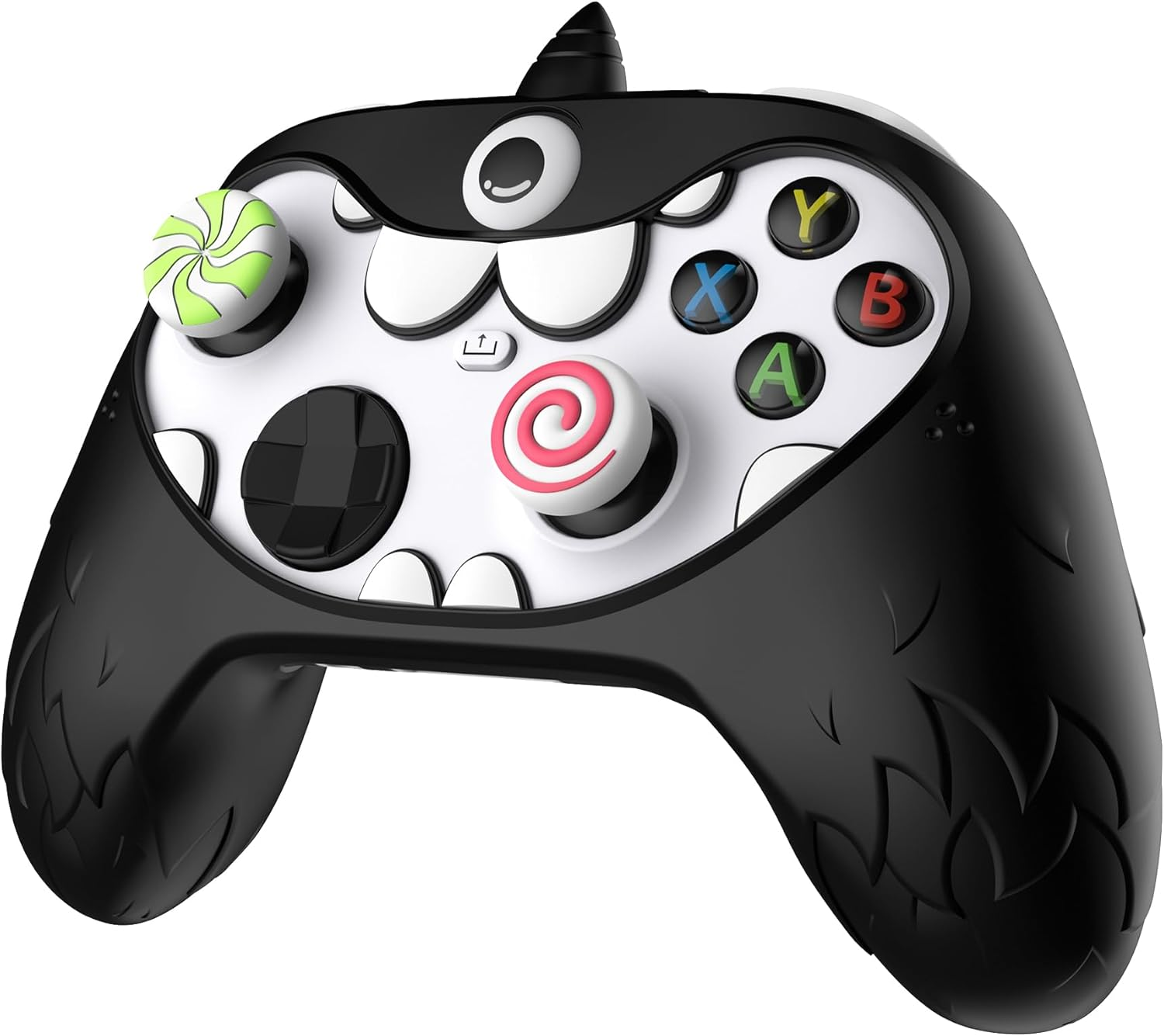 Playvital Monoeye Monster Cute Silicone Cover for Xbox Series X/S Controller, for Xbox Core Controller Grip Case, Anti-Slip, Full Protection, Includes Joystick Caps and Stickers, Black