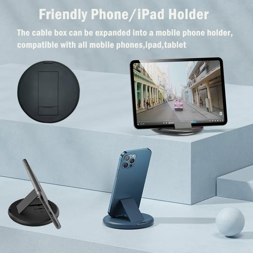 Multifunctional Data Cable Storage Box Adaptor for Lightning, USB-C and Micro-Usb Devices Universal Data Transfer Cable (Black) - Blue2 image number 7