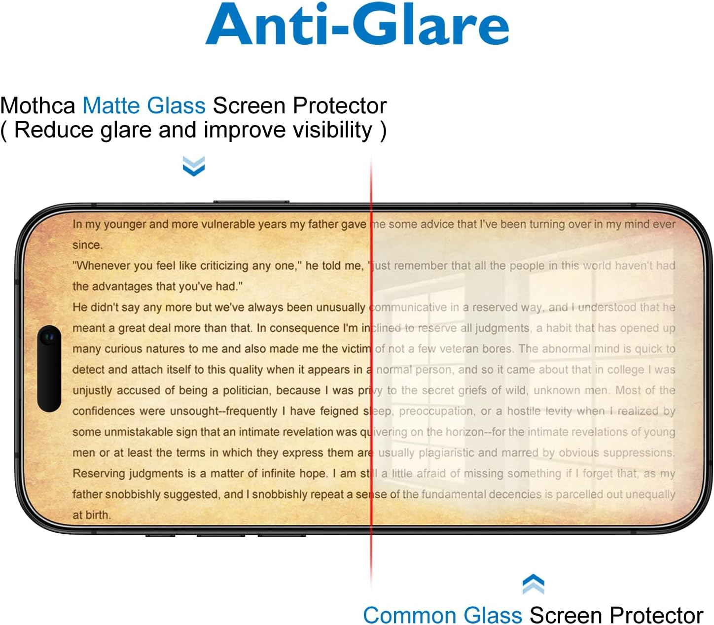 Mothca Matte Phone Screen Protector for Iphone 16 Pro (2 + 2 Pieces) 6.3 Inch, 2 X Matte Screen Protectors + 2 X Camera Protection, 2.5D 9H, Anti-Glare and Anti-Fingerprint image number 2