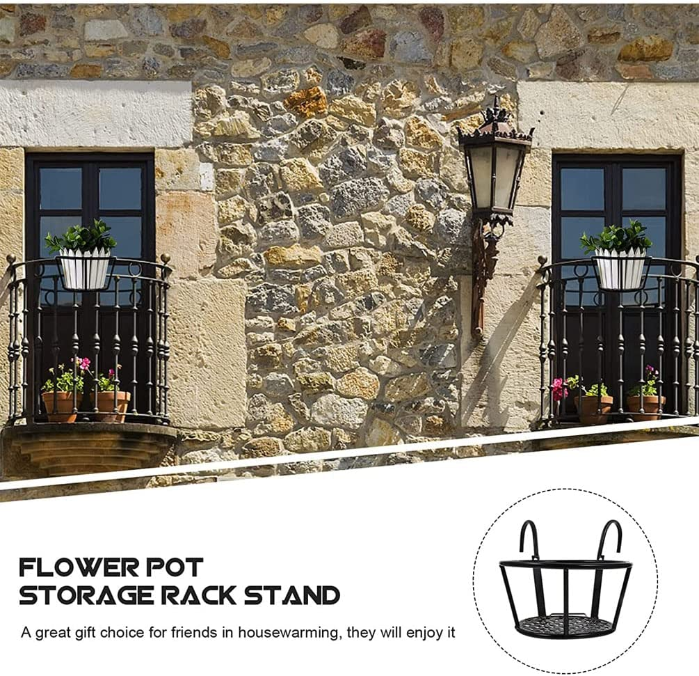 Hanging Railing Planter Baskets, 4 Pack Flower Pot Holder Garden Planter Support Rack Decorative for Indoor and Outdoor Plants Perfect for Porches and Patio Decor image number 4